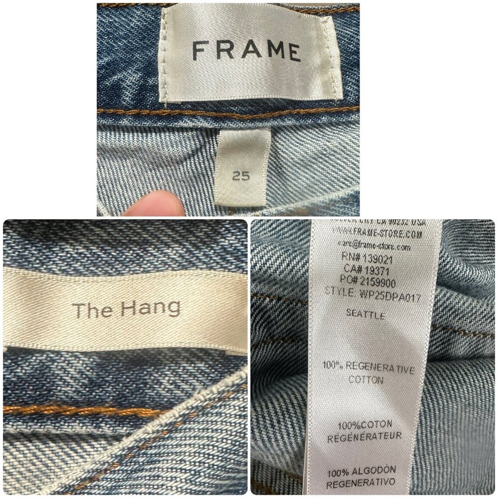 Frame The Hang Jeans Womens 25 Blue Selvedge Straight Leg Mid Rise Rigid Cotton - Picture 4 of 14